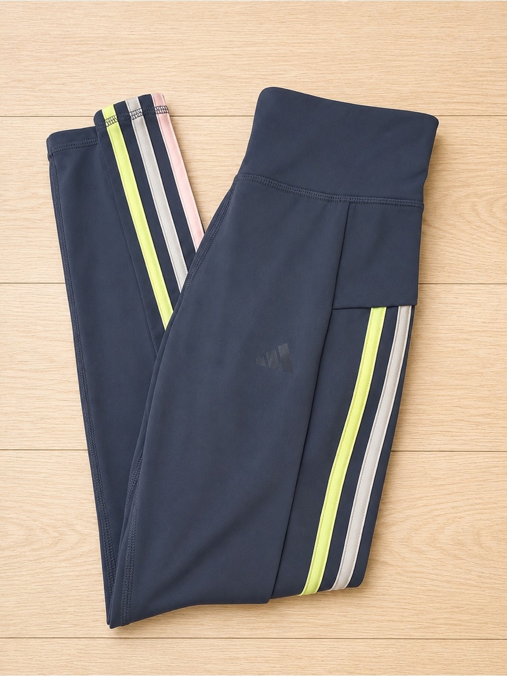 Adidas Youth XL (16) Dark Grey Striped Athletic Leggings Workout Pants